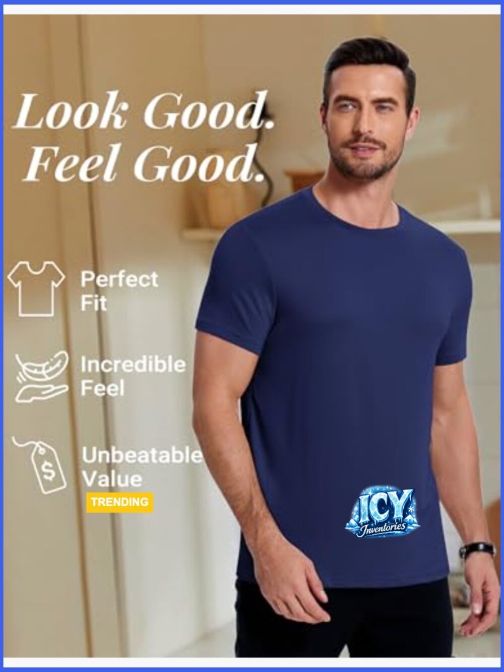 Short Sleeve Crew Neck T-Shirt, Recycled Polyester Blend, Regular Fit - Picture 4 of 7